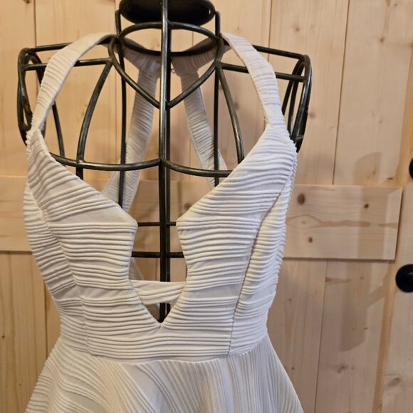 White Ribbed Halter Dress - Picture 2 of 8